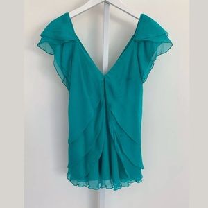 DIANE VON FURSTENBERG DELPH TEAL SILK TOP SIZE 6